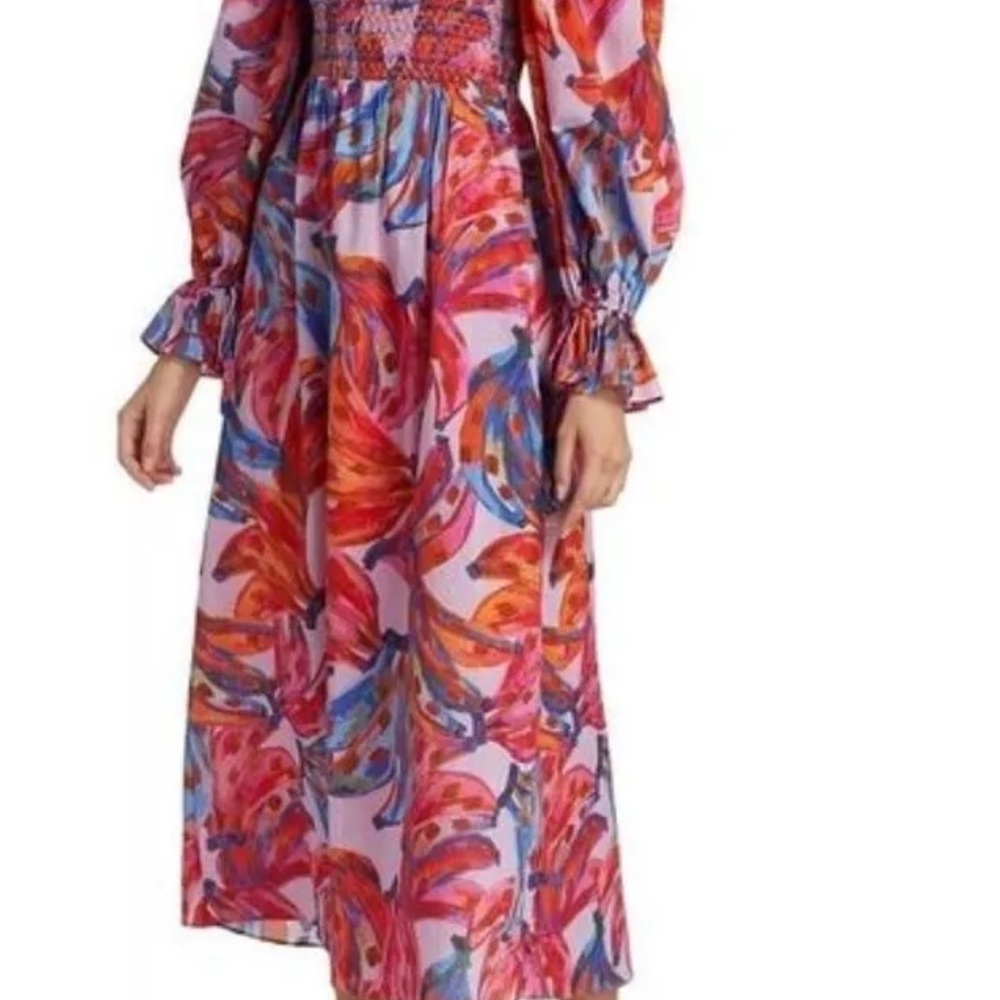 FARM Rio Vibrant Pink and Red Long Sleeve Dress-new